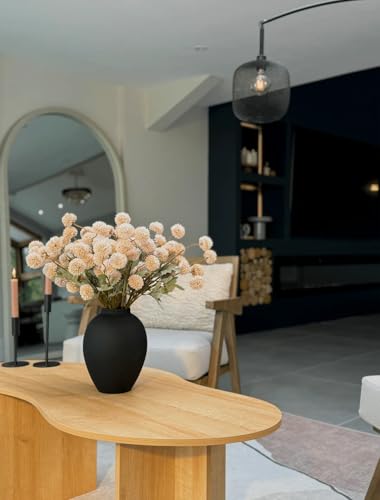 Laelfe Fall Flowers Artificial Pompon Mum, 5Pcs Fake Kiku Flowers Silk Small Mini Chrysanthemum Ball Faux Mum Decor for Au...