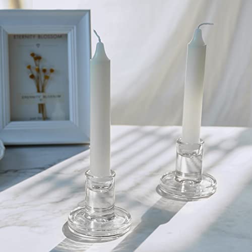 AGLARY 4pcs Taper Candle Holders, Glass Crystal Candlestick Holders Bulk, Clear Candle Holders for Dining Table Centerpiece