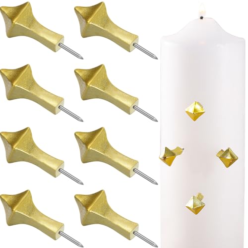MorningRo 8 Pcs Easter Candlelight Vigil Service Accessory Gold Candle Nails Candlelight Candle Holders for Easter Church ...