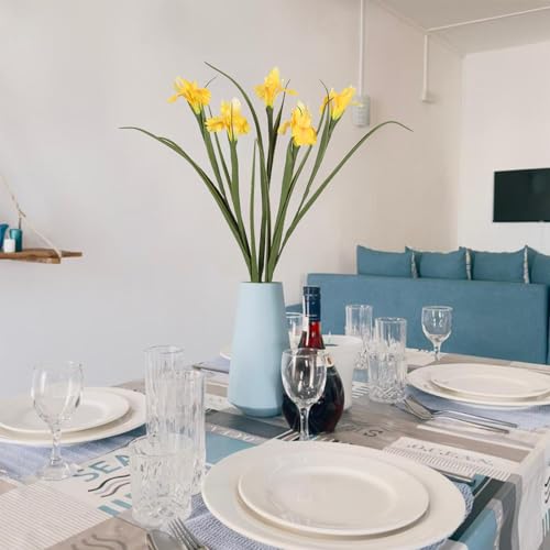 INSUNSIX 5 Pcs Faux Iris Vase Filler 26.8” Yellow Silk Iris Flowers Artificial Stems for Wedding Bridal Bouquet Living Roo...