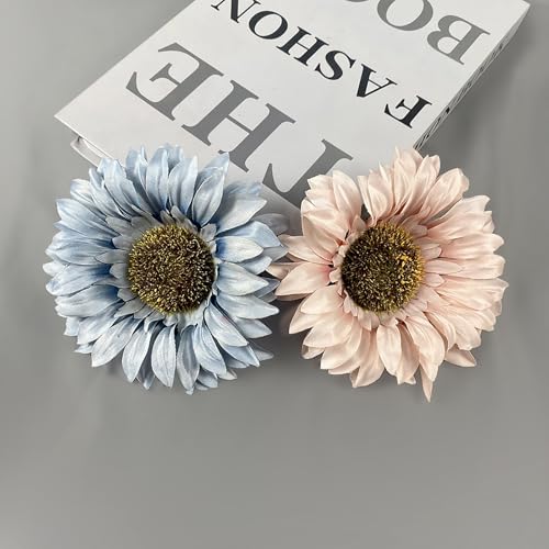 Yiemoge 6pcs Fake Sunflower Heads, 4.7" Sunflowers Artificial Multicolor Silk Flower Heads for Party Baby Shower Wedding G...