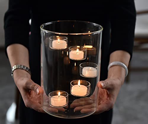 Glass Cylinder Hurricane Candle Holder for Tea Light Pillar Candle Holders Table Centerpiece, Clear Decorative Geometric C...