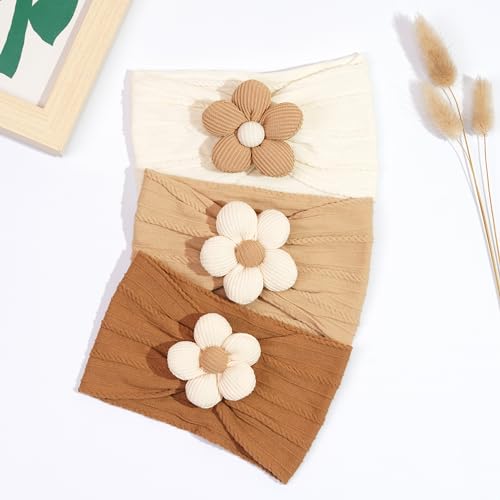 CÉLLOT 5 Pcs Baby Flower Headbands Baby Girls Nylon Headbands Soft Hairbands Hair Accessories for Newborn Infant Toddler Kids