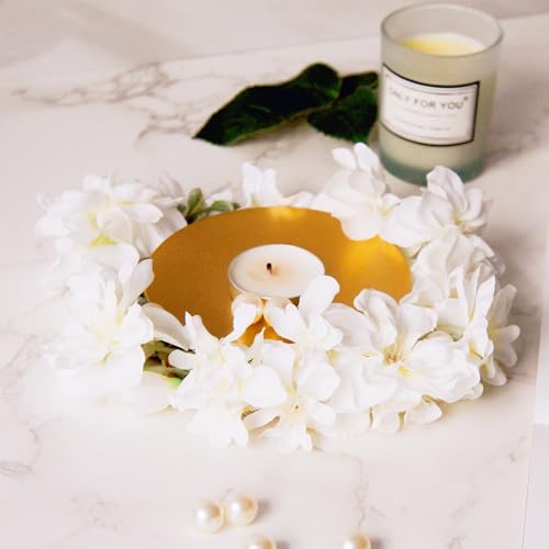 2 pcs Golden Iron Plates Candle Holders,Suitable for Home Decoration, Wedding Anniversaries, Birthday Parties, Holiday Din...