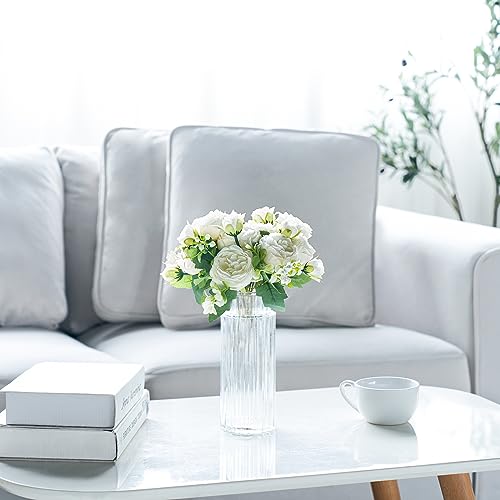 Mkono Peonies Artificial Flowers, Small Silk Flowers for Home Decor Indoor Fake Bouquet Faux Floral Arrangements Dining Ta...