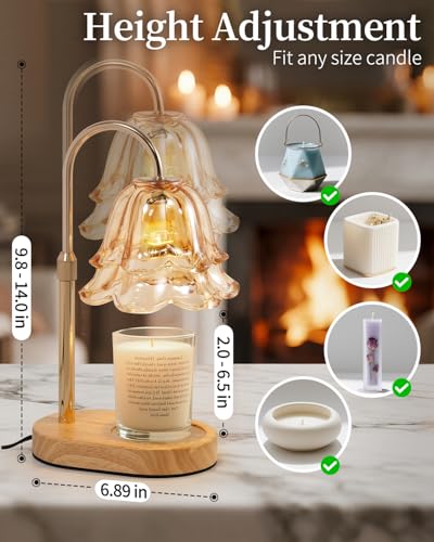 Flower Candle Warmer Lamp with Timer - Dimmable Electric Candle Lamp, Birthday Gifts for Women Mom, House Warming Gifts Ne...