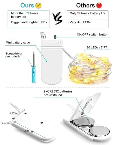 6 Pack Fairy Lights Battery Operated 7ft 20 LED Mini String Lights Twinkle Lights Silver Wire Firefly Starry Moon Lights f...