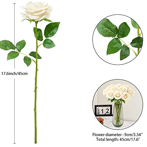 IUKnot Artificial Rose 10pcs Open Flower Bouquet Faux Rose Stems for Wedding Arrangement, Bridal Bouquet, Centerpiece, Fak...