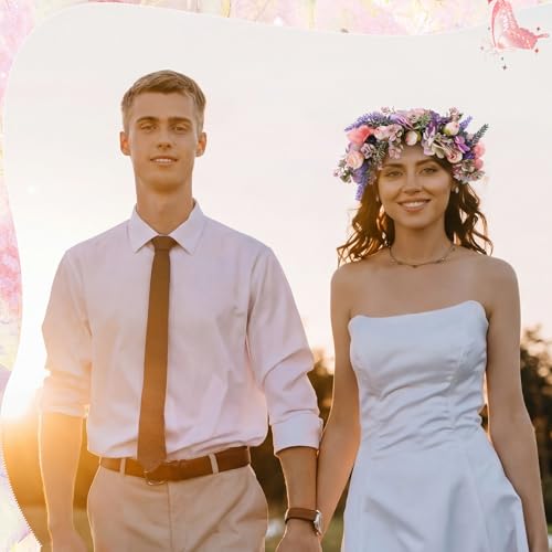 Hoteam 4 Pcs Fairy Flower Crowns for Women Floral Headbands Adjustable Wedding Fairy Floral Crowns for Women Renaissance W...