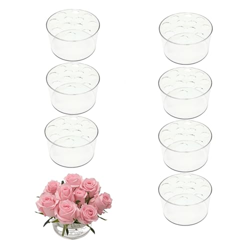 8PCS Acrylic Flower Vase for Centerpieces, 5.51" 12 Holes Clear Round Acrylic Flower Vase, for Wedding Birthday Party Tabl...