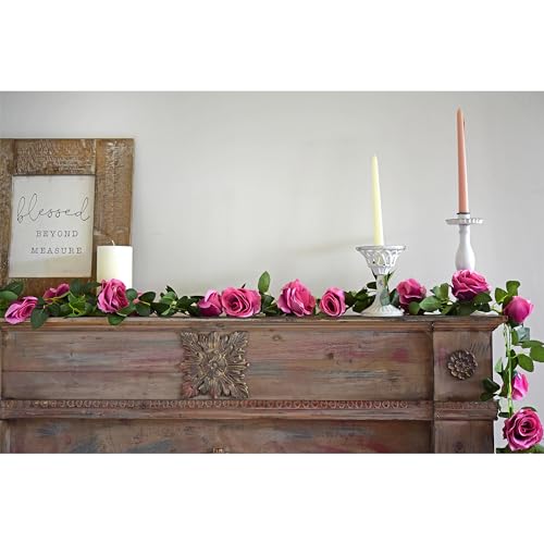 FiveSeasonStuff 29 Ft 4 Pack Rose Silk Flower Garland Artificial Flowers Decoration Hanging Floral Décor for Wedding Baby ...