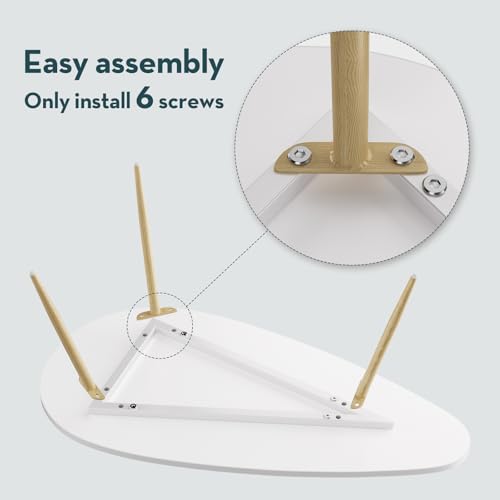 SAYGOER Modern Coffee Table White Oval Coffee Tables for Living Room Simple Center Table for Small Space Home Office Easy ...