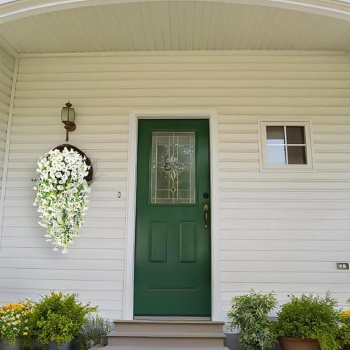 Vopie 4 Pcs Look Real Artificial Flowers for Outdoors, Artificial Hanging Flowers for Outdoors, UV Resistant Fake Hanging ...