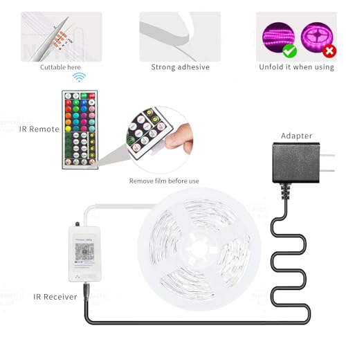 KSIPZE 100ft Led Strip Lights RGB Music Sync Color Changing Led Lights with Smart App Control Remote Led Lights for Bedroo...