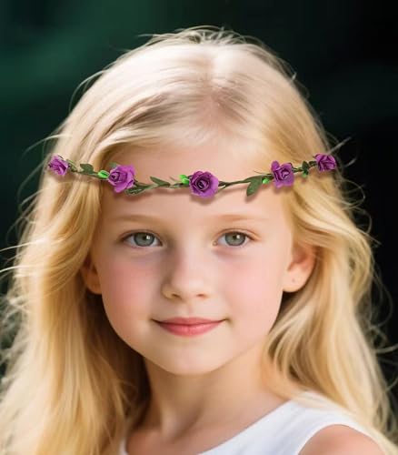 MIREZOYS 16 Pieces Flower Crown Headband Garland Floral Headbands Wreath Headpiece for Wedding Festival Vacation Fairy Party