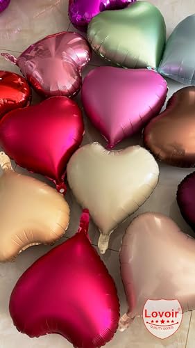 Lovoir 12 Pcs Red Heart Shape Foil Mylar Balloons 18 Inch Love Balloons for Valentine's Day Birthday Party Decorations Wed...