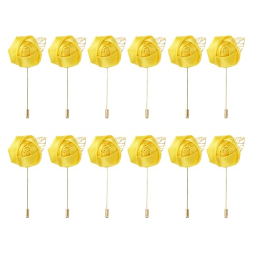 MECCANIXITY Groom Boutonnieres Rose Boutonnieres Pins for Men Wedding Ceremony Anniversary Formal Dinner Party Suit Decora...