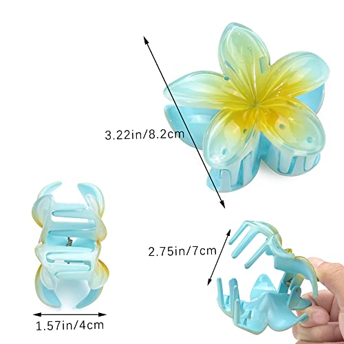 7 Pcs Hawaiian Claw Clips for Thick Hair,Flower Hair Clips Large Plumeria Clips Hibiscus Hair Clip Hair Accessories for Women