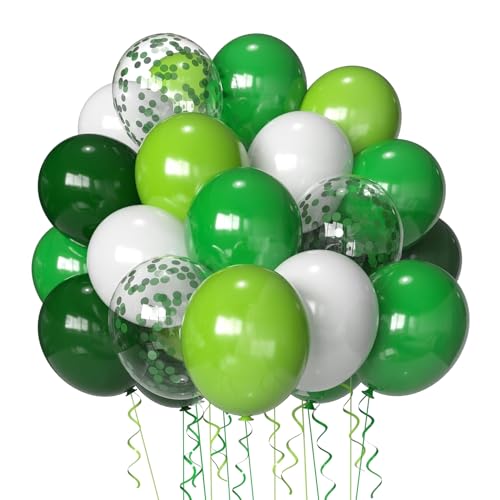 Green Balloons Dark Green Balloon Set, 50 Pcs 12 inch Different Shades Emerald Green Lime Green Confetti Latex Balloons Fo...