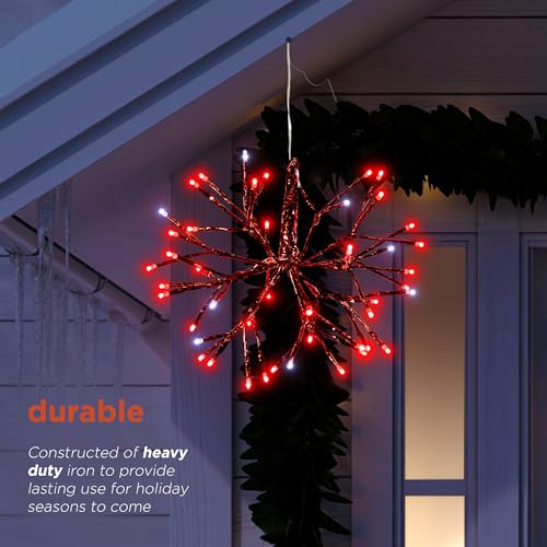 Alpine Corporation 16" Tall Holiday 3D Snowflake Hanging Ornament with 96 LED Lights, with Twinkling Effect, Festive Indoo...