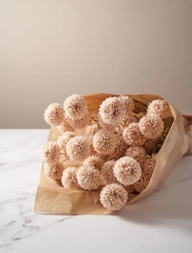 Laelfe Fall Flowers Artificial Pompon Mum, 5Pcs Fake Kiku Flowers Silk Small Mini Chrysanthemum Ball Faux Mum Decor for Au...