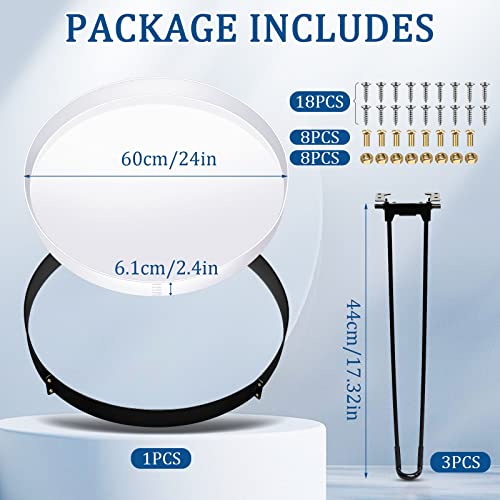 Lallisa 24 Inch Extra Large Resin Table Molds Round Epoxy Resin Molds Set with Metal Frame 3 Hairpin Legs for Table Epoxy ...