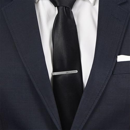 LADY & HOME Tie Clips for Men, Stainless Steel Tie Bars Gifts for Groom, Groomsmen, Father of Groom, Father of Bride, Brot...