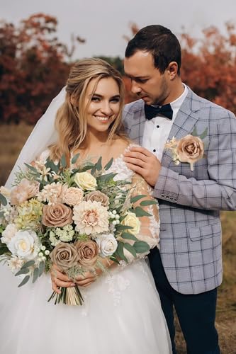 rongflower Artificial Flowers Combo Box Set Silk Flowers Fake Rose for DIY Floral Arrangements Wedding Bouquets Centerpiec...