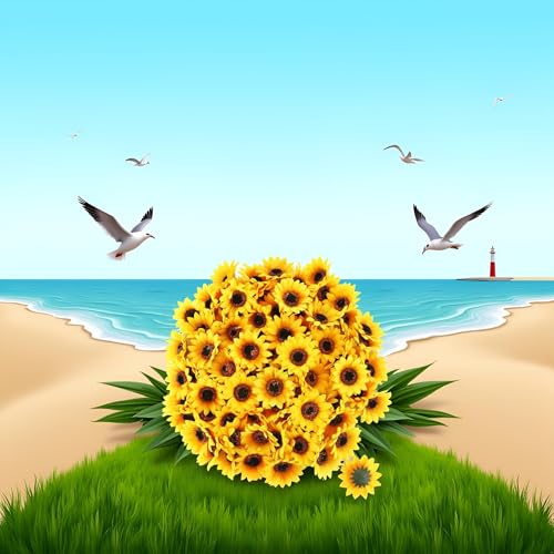 WsjiaboFux 100Pcs Yellow Artificial Flower Heads Mini Fake Sunflower Decorative Fabric Flowers Craft Floral Embellishments...