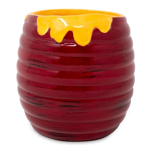 Steel Mill & Co Ceramic Honey Pot Vase, 4.5" x 4.5", Beehive Flower Vase & Desk Organizer, Ridged Pot with Honey Drip Deta...