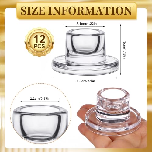 12 PCS Glass Taper Candle Holders Bulk Candlestick Holders Clear Short Tapered Candle Stick Holder Decor Set for Table Cen...