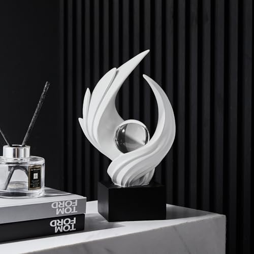 XYQXYQ Abstract Art Sculpture, Resin Gold Decorative Statue, Modern White Ornaments for Living Room, Decorativas Modernas ...