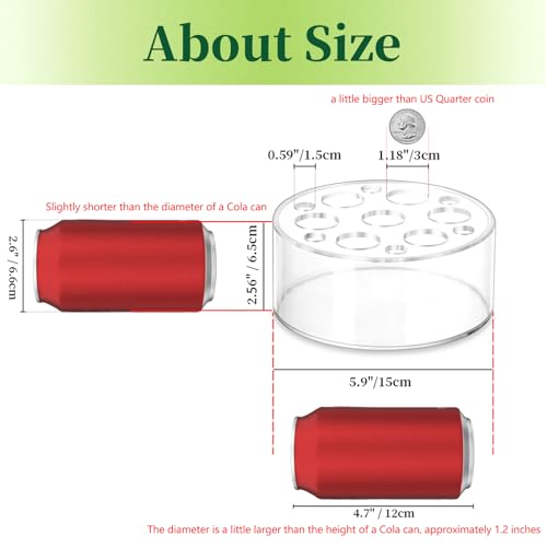 Hewory Acrylic Flower Vases for Centerpieces Round 6pcs Short Clear Floral Vase with 13 Holes, Box Arranger Bulk Low Base ...