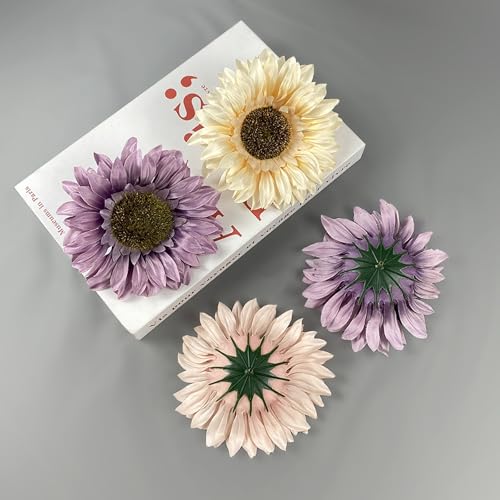 Yiemoge 6pcs Fake Sunflower Heads, 4.7" Sunflowers Artificial Multicolor Silk Flower Heads for Party Baby Shower Wedding G...