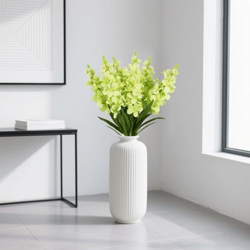 ICBOX 6PCS Delphinium Artificial Flowers 35.43'' Light Green Silk Flowers Faux Snapdragon with Stems for Wedding Bouquet H...