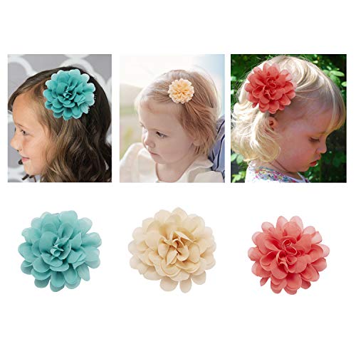 Lawie 20 Pack Silk Large Artificial Chiffon Flower Hair Clips Fabric Floral Brooch Pins Alligator Hairpins Barrettes Weddi...