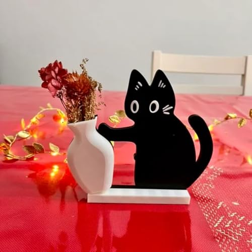 Cat Push Flower Vase for Home Decor Cute Vases for Table Room Decor Unique Lollipop Vases for Women Cat Lover Birthday Gif...