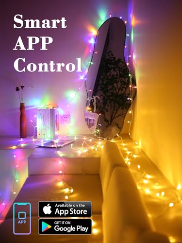 BrizLabs Smart Christmas Lights, 115FT 300 LED Fairy String Lights with App/Voice Control, Warm White & Multicolor Color C...