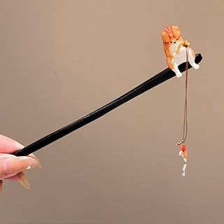 6.69 Inch Long Hair Sticks,Cat Fishing Hairpin Sandalwood Tassel Hair Clip Shawl Hair Pins Retro Chinese Hair Sticks,Chops...