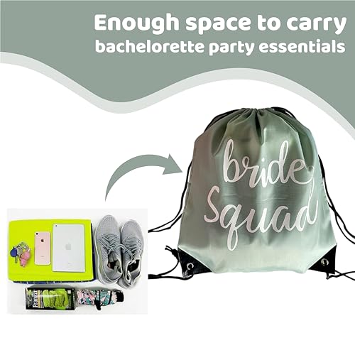 LotsBuyLots 10 Pcs Bride & Bride Squad Drawstring Bags Bachelorette Party Drawstring Bags for Bridal Shower Wedding Bachel...