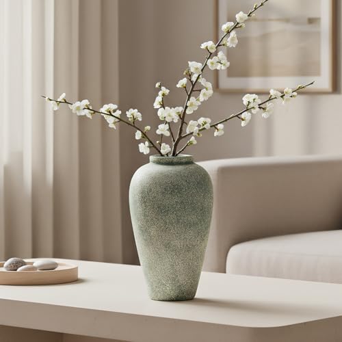Ceramic Flower Vase Home Decor - 9.2 inch Large Farmhouse Table Vases, Rustic Decorative Vases for Kitchen Living Room Cof...