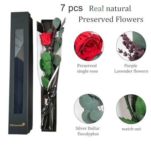 Fortunate Flowers for Delivery Prime, Preserved Forever Roses Birthday Flower for Women Her Wife Mom Grandma Friends, Long...