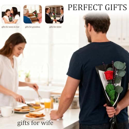 Fortunate Flowers for Delivery Prime, Preserved Forever Roses Birthday Flower for Women Her Wife Mom Grandma Friends, Long...