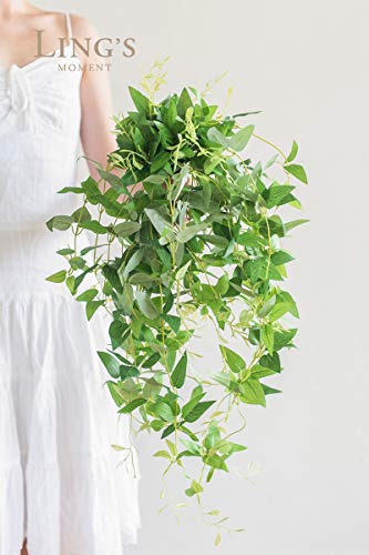 Ling's moment Artificial Clematis Hanging Bush, 4pcs Filler Vines Fake Greenery Garland for Wedding Bouquet/Backdrop/Arch ...