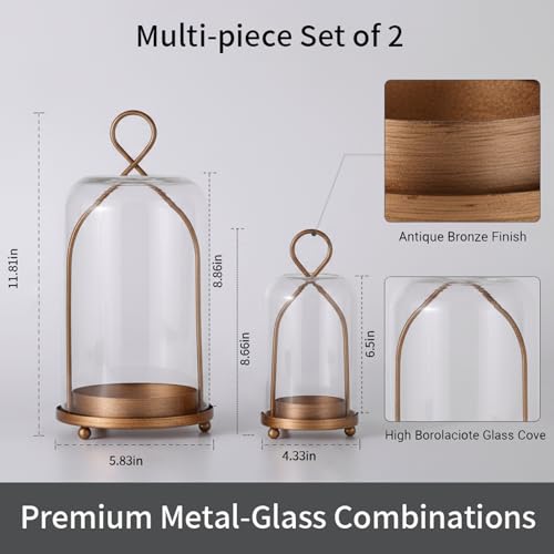 Hurricane Glass Candle Holders, Modern Farmhouse Coffee Table Decorations, Candle Holders for Pillar Candles Set of 2, Dec...