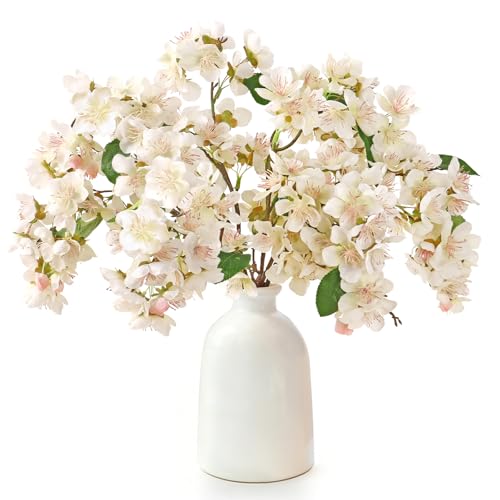 TOCHGREEN Artificial Cherry Blossom Branches 6PCS Fake Flowers Artificial Faux Silk Flowers Plum Tree Blossom Fake Plants ...