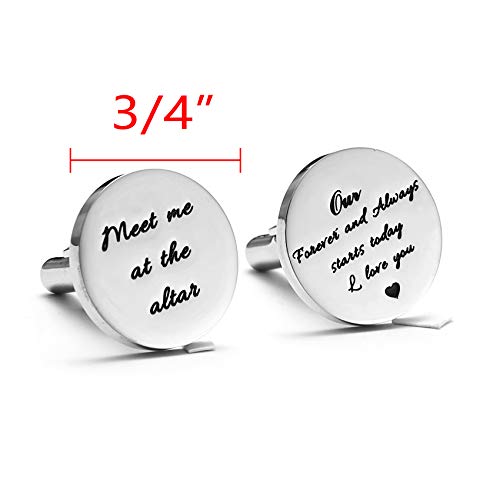 Melix Home Stainless Steel CuffLinks for Men Groom Meet Me at The Altar Wedding Gifts Cuff Links