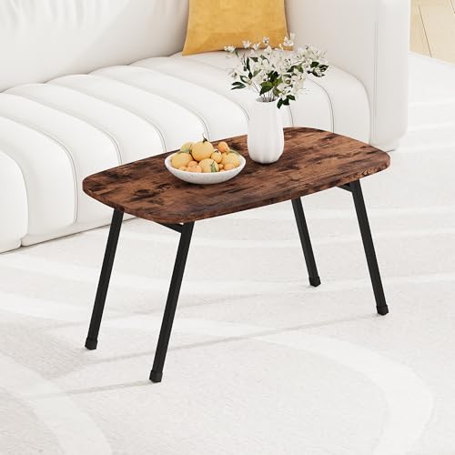 MUZERUL Folding Coffee Table Rustic Small Coffee Tables,Foldable Portable Table for Small Spaces,Rectangular Mid Century C...