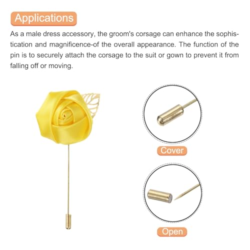 MECCANIXITY Groom Boutonnieres Rose Boutonnieres Pins for Men Wedding Ceremony Anniversary Formal Dinner Party Suit Decora...