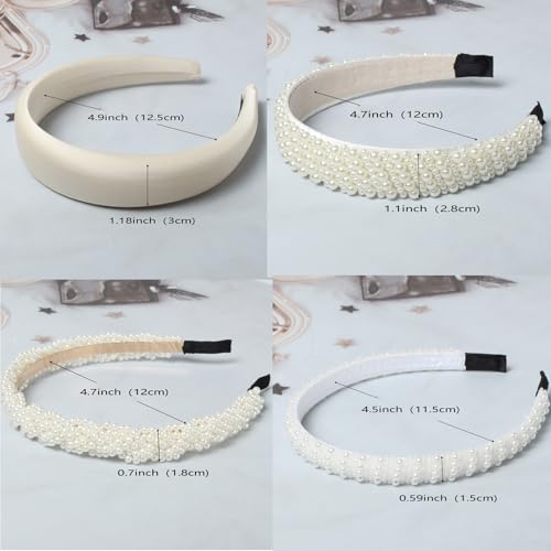 Cuizhiyu 5PK White Pearl Headbands for Women Girls Cute Pearl dainty Headbands Bling Faux Pearls Hairbands Wedding Hair Ac...